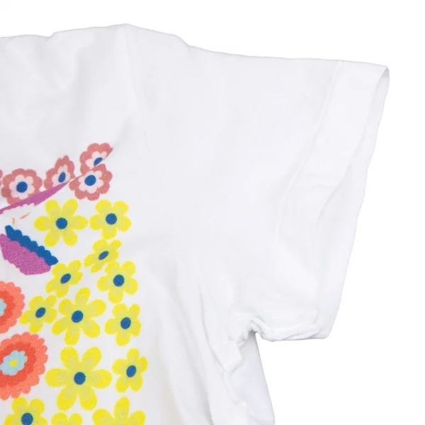 タオ コムデギャルソンtao COMME des GARCONS マルチフラワープリントサイドギャザーTシャツ 白S K-110396_007