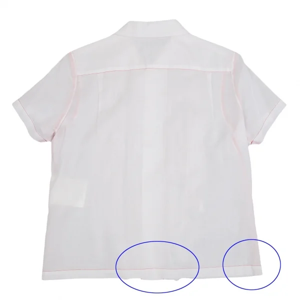 ローブドシャンブル コムデギャルソンrobe de chambre COMME des GARCONS テーピングフリルラウンドカラー半袖ブラウス 白S K-110408_013