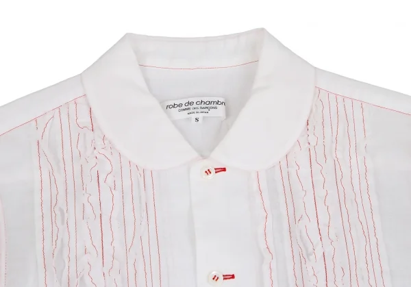 ローブドシャンブル コムデギャルソンrobe de chambre COMME des GARCONS テーピングフリルラウンドカラー半袖ブラウス 白S K-110408_003