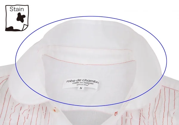 ローブドシャンブル コムデギャルソンrobe de chambre COMME des GARCONS テーピングフリルラウンドカラー半袖ブラウス 白S K-110408_004