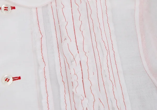 ローブドシャンブル コムデギャルソンrobe de chambre COMME des GARCONS テーピングフリルラウンドカラー半袖ブラウス 白S K-110408_005