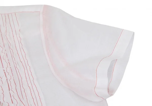 ローブドシャンブル コムデギャルソンrobe de chambre COMME des GARCONS テーピングフリルラウンドカラー半袖ブラウス 白S K-110408_007