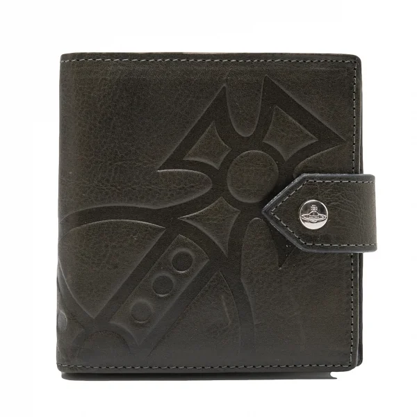 ヴィヴィアンウエストウッドVivienne Westwood レザージャイアントオーブウォレット 二つ折り財布 こげ茶 K-110432_002
