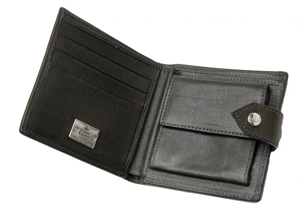 ヴィヴィアンウエストウッドVivienne Westwood レザージャイアントオーブウォレット 二つ折り財布 こげ茶 K-110432_008
