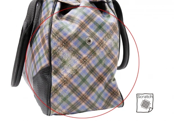 ヴィヴィアンウエストウッドVivienne Westwood コーティングキャンバスチェックオーブプリントハンドバッグ マルチ K-110438_010