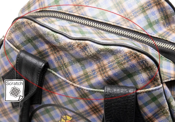 ヴィヴィアンウエストウッドVivienne Westwood コーティングキャンバスチェックオーブプリントハンドバッグ マルチ K-110438_012