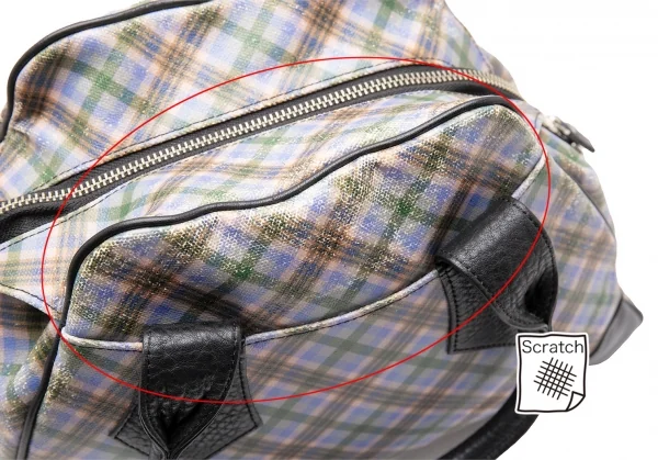 ヴィヴィアンウエストウッドVivienne Westwood コーティングキャンバスチェックオーブプリントハンドバッグ マルチ K-110438_013