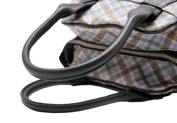 ヴィヴィアンウエストウッドVivienne Westwood コーティングキャンバスチェックオーブプリントハンドバッグ マルチ K-110438_014