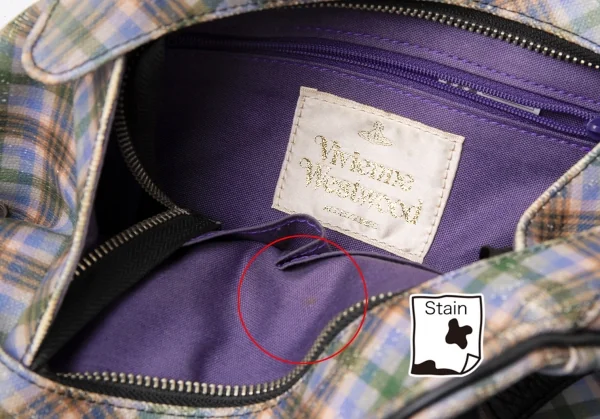 ヴィヴィアンウエストウッドVivienne Westwood コーティングキャンバスチェックオーブプリントハンドバッグ マルチ K-110438_018