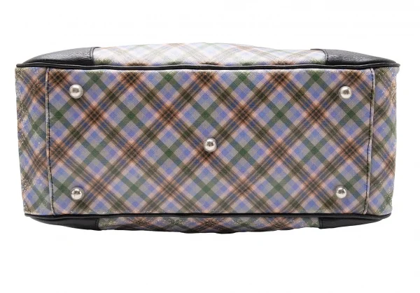 ヴィヴィアンウエストウッドVivienne Westwood コーティングキャンバスチェックオーブプリントハンドバッグ マルチ K-110438_005