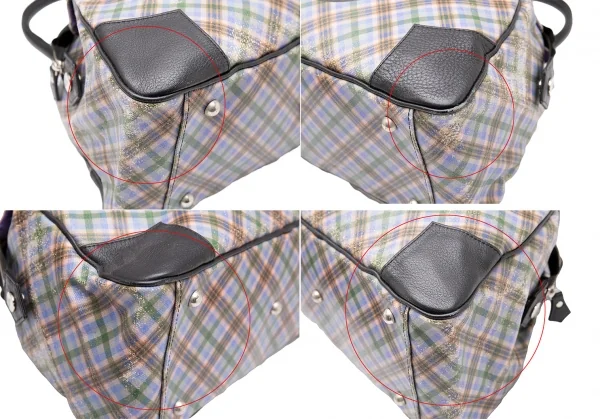 ヴィヴィアンウエストウッドVivienne Westwood コーティングキャンバスチェックオーブプリントハンドバッグ マルチ K-110438_007