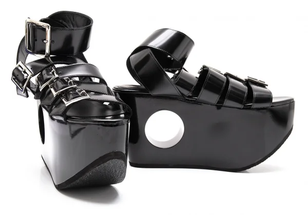 新品!ジュンヤワタナベJUNYA WATANABE プラットフォームベルテッドグラディエーターサンダル 黒23.5 K-110452_002