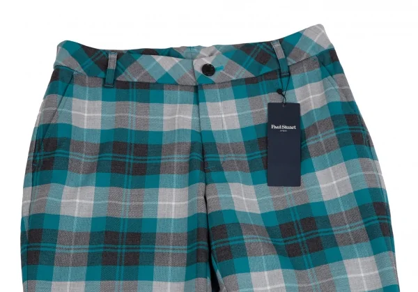新品!ポールスチュアート スポーツPaul Stuart SPORT タータンチェックストレッチテーパードパンツ 水色グレー11 K-110460_002