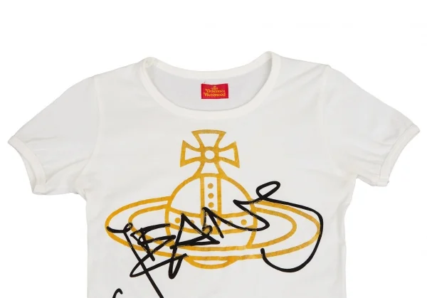 ヴィヴィアンウエストウッドVivienne Westwood 旧赤タグ オーブグリッタープリントTシャツ 白M位 K-110477_002