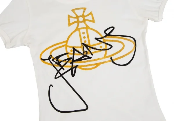 ヴィヴィアンウエストウッドVivienne Westwood 旧赤タグ オーブグリッタープリントTシャツ 白M位 K-110477_005