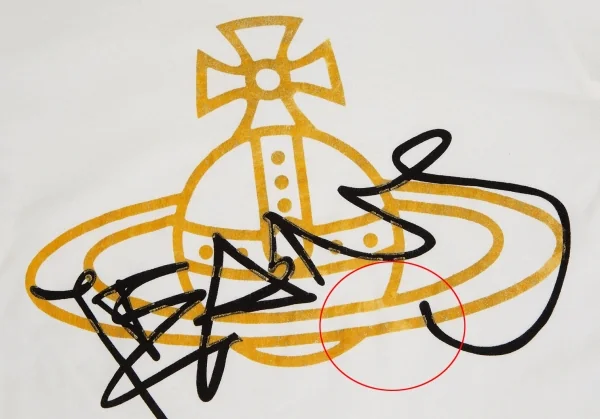 ヴィヴィアンウエストウッドVivienne Westwood 旧赤タグ オーブグリッタープリントTシャツ 白M位 K-110477_006