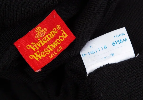ヴィヴィアンウエストウッドVivienne Westwood 旧赤タグ ウールオーブワンポイント刺繍タートルネックニットセーター 位 黒M K-110478_013