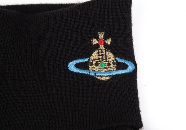 ヴィヴィアンウエストウッドVivienne Westwood 旧赤タグ ウールオーブワンポイント刺繍タートルネックニットセーター 位 黒M K-110478_004