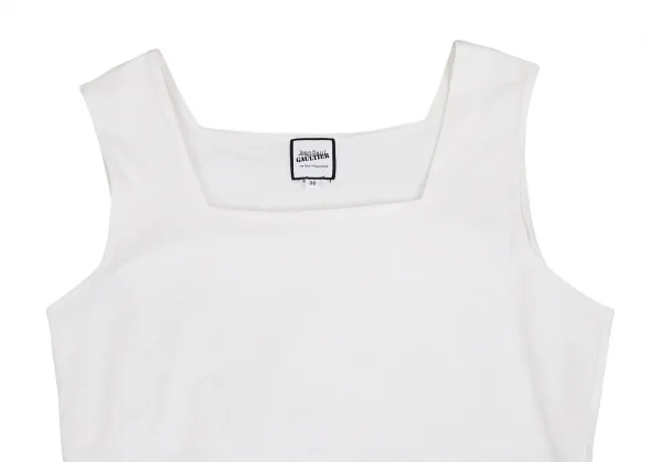 ジャンポールゴルチエ フォー セットプルミエJean Paul GAULTIER FOR SEPT PREMIERES ワッペンワンポイントスクエアネックタンクトップ 白36 K-110487_003