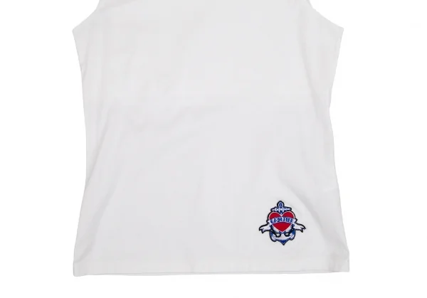 ジャンポールゴルチエ フォー セットプルミエJean Paul GAULTIER FOR SEPT PREMIERES ワッペンワンポイントスクエアネックタンクトップ 白36 K-110487_006