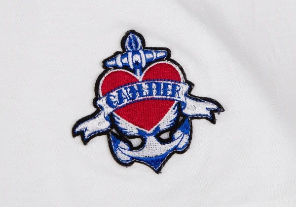 ジャンポールゴルチエ フォー セットプルミエJean Paul GAULTIER FOR SEPT PREMIERES ワッペンワンポイントスクエアネックタンクトップ 白36 K-110487_007