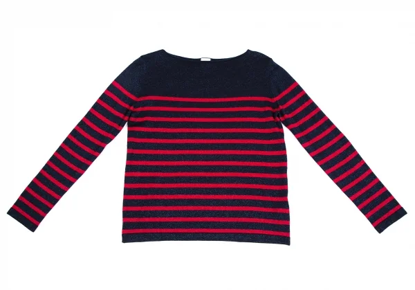 ジャンポールゴルチエ フォー セットプルミエJean Paul GAULTIER FOR SEPT PREMIERES グリッターマリンボーダーニットセーター 紺赤38 K-110494_002