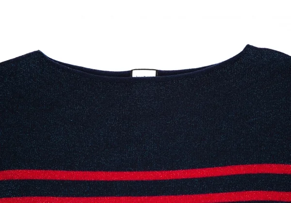 ジャンポールゴルチエ フォー セットプルミエJean Paul GAULTIER FOR SEPT PREMIERES グリッターマリンボーダーニットセーター 紺赤38 K-110494_003