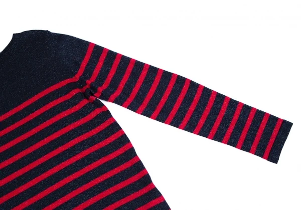 ジャンポールゴルチエ フォー セットプルミエJean Paul GAULTIER FOR SEPT PREMIERES グリッターマリンボーダーニットセーター 紺赤38 K-110494_004