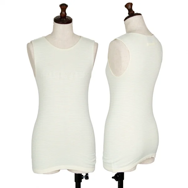 ジャンポールゴルチエ ファムJean Paul GAULTIER FEMME ロゴメッシュボーダータンクトップ 薄黄水色M K-110516_001
