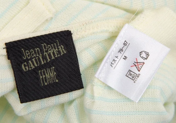 ジャンポールゴルチエ ファムJean Paul GAULTIER FEMME ロゴメッシュボーダータンクトップ 薄黄水色M K-110516_014