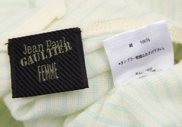 ジャンポールゴルチエ ファムJean Paul GAULTIER FEMME ロゴメッシュボーダータンクトップ 薄黄水色M K-110516_015