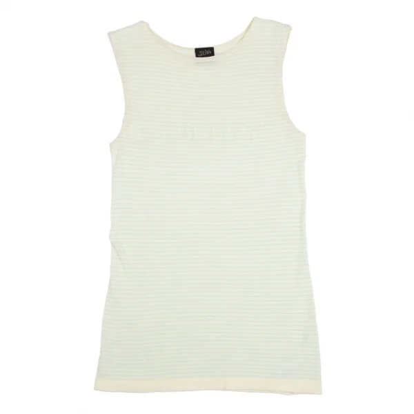 ジャンポールゴルチエ ファムJean Paul GAULTIER FEMME ロゴメッシュボーダータンクトップ 薄黄水色M K-110516_002