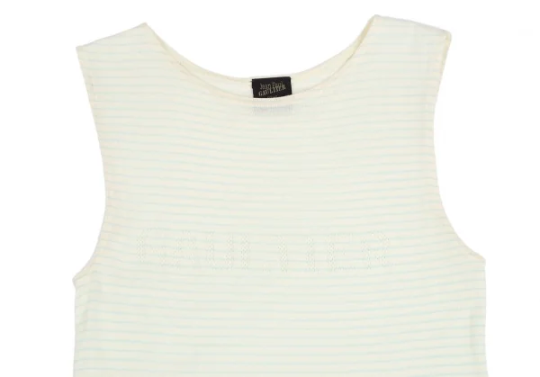 ジャンポールゴルチエ ファムJean Paul GAULTIER FEMME ロゴメッシュボーダータンクトップ 薄黄水色M K-110516_003
