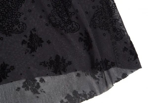 ジャンポールゴルチエ ファムJean Paul GAULTIER FEMME フロッキープリントドレープネックノースリーブワンピース 黒40 K-110521_013