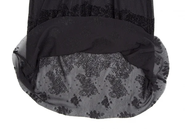 ジャンポールゴルチエ ファムJean Paul GAULTIER FEMME フロッキープリントドレープネックノースリーブワンピース 黒40 K-110521_014