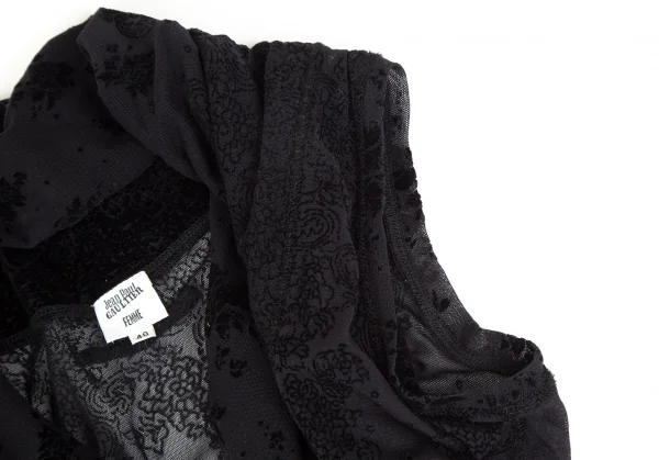 ジャンポールゴルチエ ファムJean Paul GAULTIER FEMME フロッキープリントドレープネックノースリーブワンピース 黒40 K-110521_006