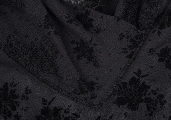 ジャンポールゴルチエ ファムJean Paul GAULTIER FEMME フロッキープリントドレープネックノースリーブワンピース 黒40 K-110521_007