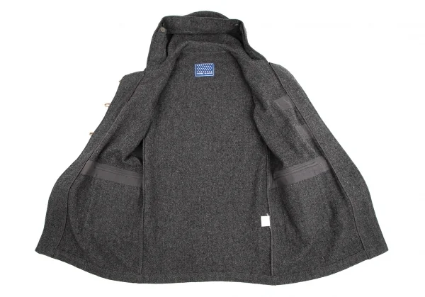 ヒステリックグラマーHYSTERIC GLAMOUR バックプリントウールダッフルコート グレーFREE K-110567_014