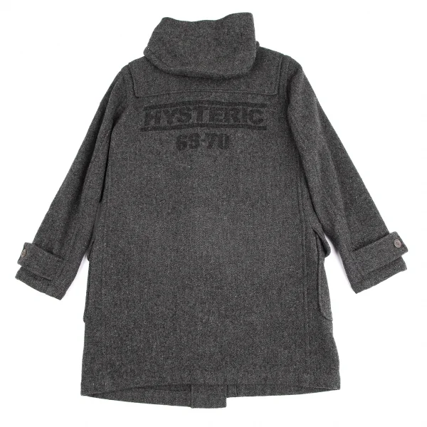 ヒステリックグラマーHYSTERIC GLAMOUR バックプリントウールダッフルコート グレーFREE K-110567_015