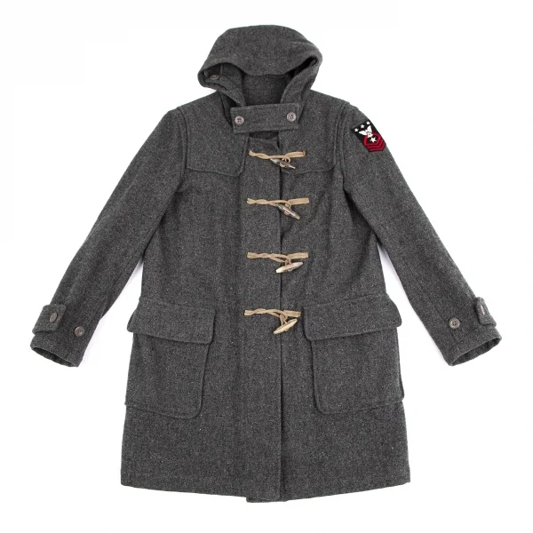 ヒステリックグラマーHYSTERIC GLAMOUR バックプリントウールダッフルコート グレーFREE K-110567_002