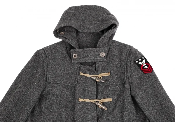 ヒステリックグラマーHYSTERIC GLAMOUR バックプリントウールダッフルコート グレーFREE K-110567_003