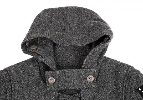 ヒステリックグラマーHYSTERIC GLAMOUR バックプリントウールダッフルコート グレーFREE K-110567_004
