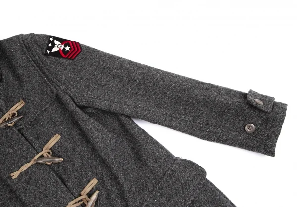 ヒステリックグラマーHYSTERIC GLAMOUR バックプリントウールダッフルコート グレーFREE K-110567_009