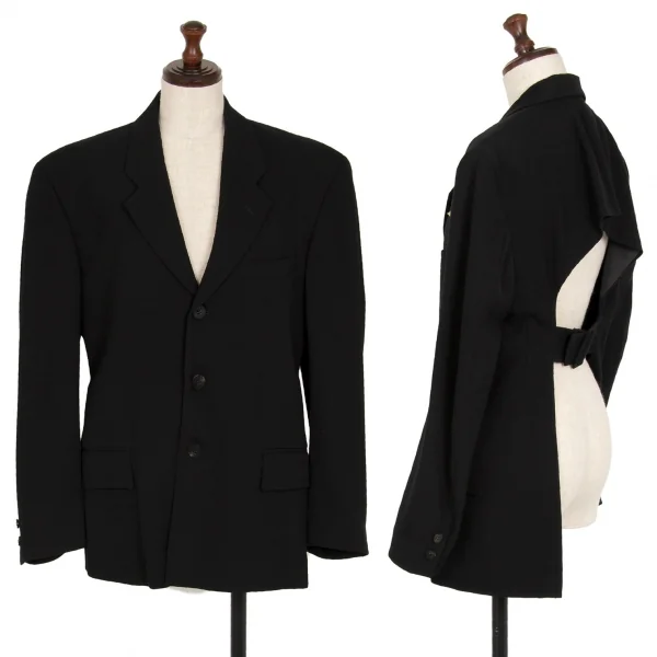 トリココムデギャルソンtricot COMME des GARCONS バックくり抜きベルトデザインジャケット 黒M位 K-110569_001