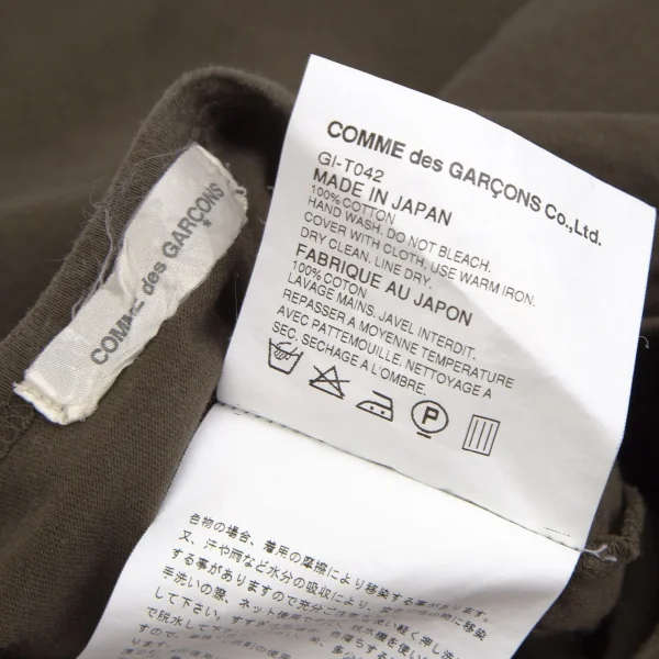 コムデギャルソンCOMME des GARCONS アウトシームデザインTシャツ カーキS位 K-110590_012