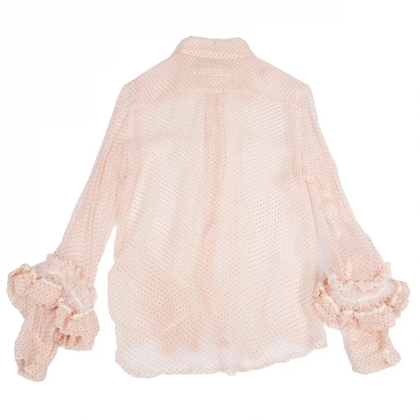 コムデギャルソンCOMME des GARCONS ピンドットプリントシフォンフリル装飾ブラウス ライトピンクS K-110619_012