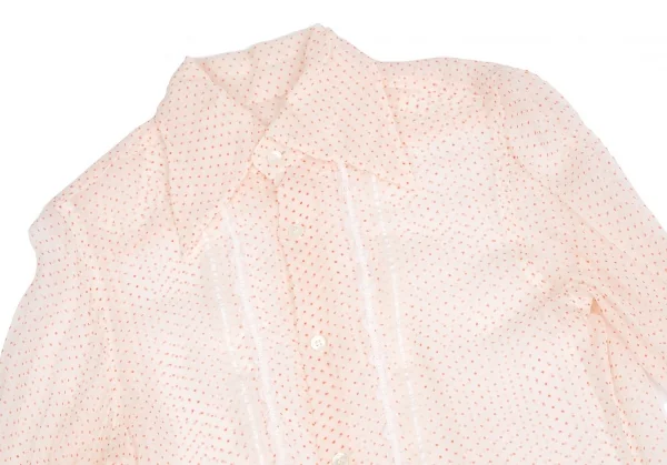 コムデギャルソンCOMME des GARCONS ピンドットプリントシフォンフリル装飾ブラウス ライトピンクS K-110619_003