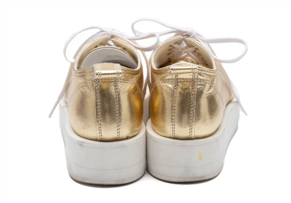 コムデギャルソンCOMME des GARCONS フォイルレザープラットフォームシューズ ゴールド23 K-110641_006