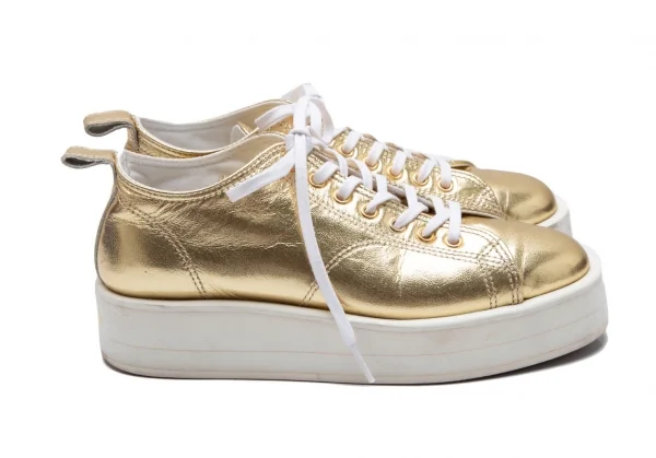 コムデギャルソンCOMME des GARCONS フォイルレザープラットフォームシューズ ゴールド23 K-110641_007