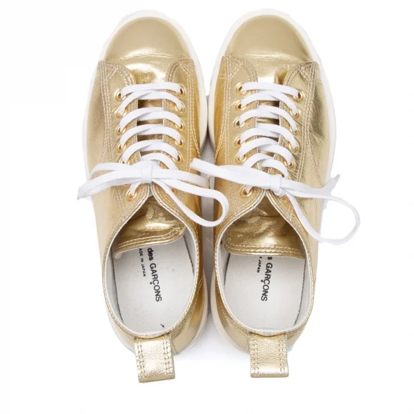 コムデギャルソンCOMME des GARCONS フォイルレザープラットフォームシューズ ゴールド23 K-110641_008